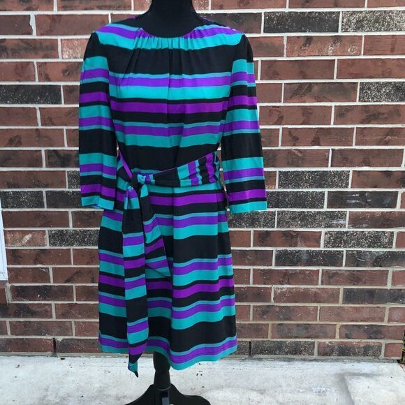 NWT Tegan 100% Silk Striped Dress Size 8 - Picture 3 of 10